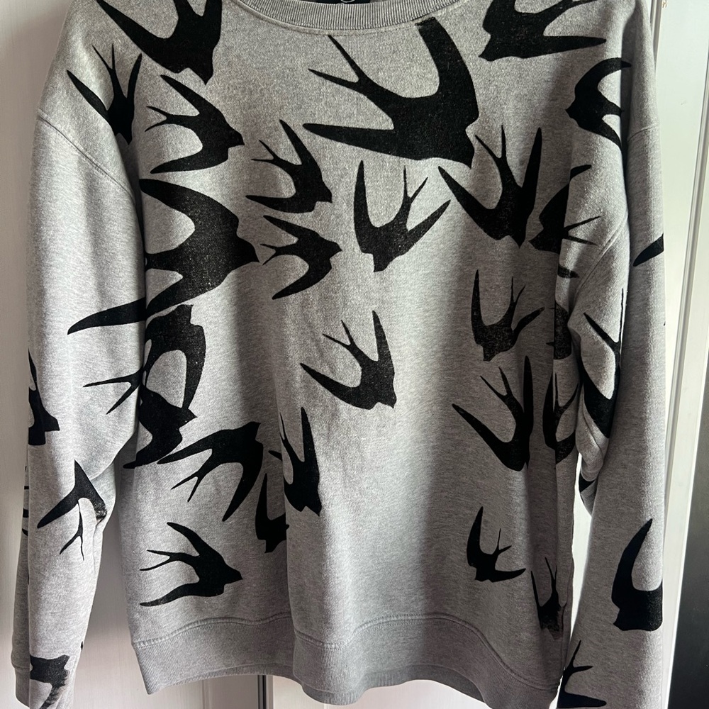 Alexander McQueen Gray Top with Black Pattern